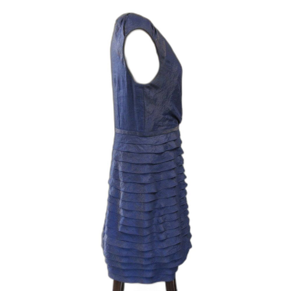 ADRIANA PAPELL Sleeveless V-Neck Faux Wrap Tiered Ruffle Dress Sz 12 Knee Length - Picture 4 of 15